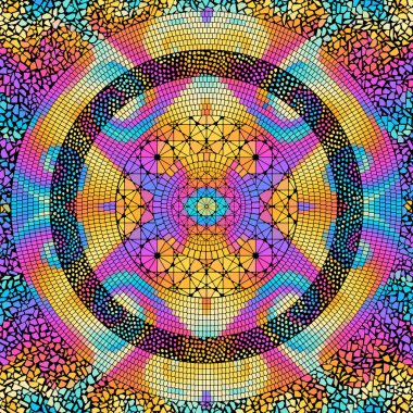 Seamless mosaic art pattern. Mandala art background.. Vector image.