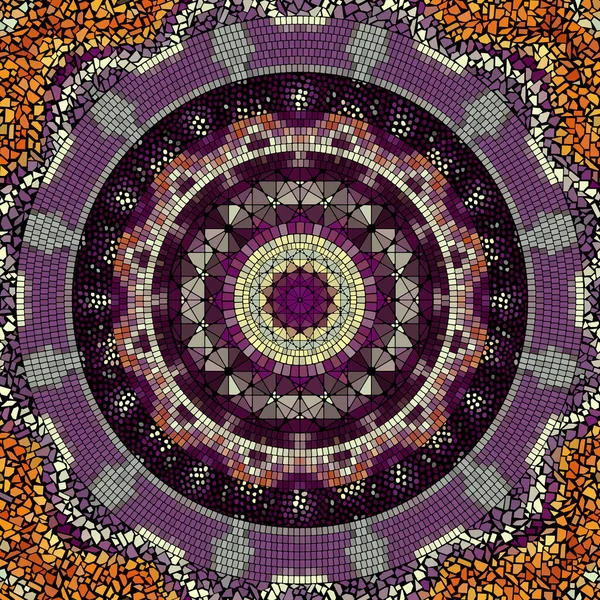 Seamless Mosaic Art Pattern Mandala Art Background Vector Image — Stockvector