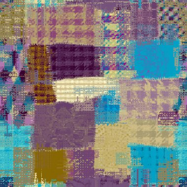 Abstract seamless pattern with imitation of grunge glitch texture. Geometric suprematism image. Vector image.