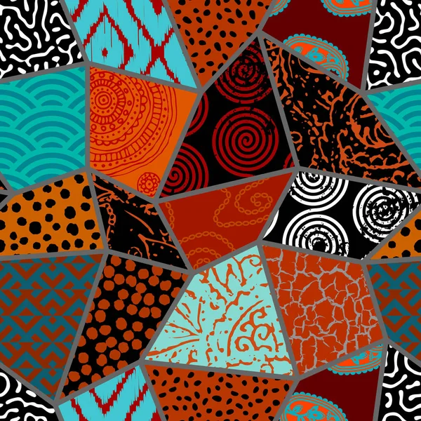 Tapa Style Hawaïen Tissu Tribal Motif Vectoriel Vintage Patchwork Abstrait — Image vectorielle