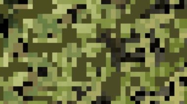 Soyut tek renkli geometrik pikselleri dönüştürüyorum. 4k Siyah arkaplanda kusursuz döngü görüntüsü.