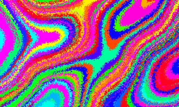 Verpixelte Psychedelische Hintergrund Moire Überlappenden Effekt Vektorbild Welliger Grunge Hintergrund — Stockvektor
