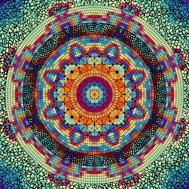 Seamless mosaic art pattern. Mandala art background.. Vector image.