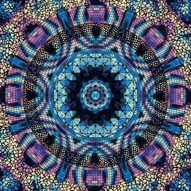 Seamless mosaic art pattern. Mandala art background.. Vector image.