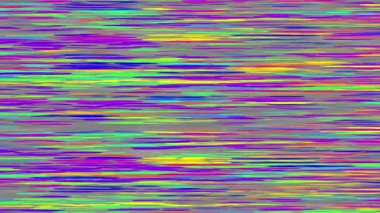 Objeler kodlayıcıyla soyut ve hızlı titreşen doku. 4K döngü görüntüsü. Datamoshing videosunun taklidi. İnce çizgiler gibi yatay yapılar.