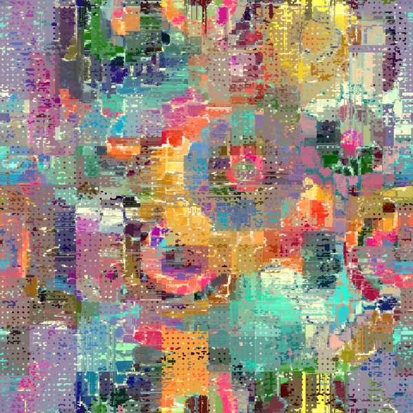 Abstract Seamless Pattern Imitation Grunge Glitch Texture Geometric Suprematism Image — ストックベクタ