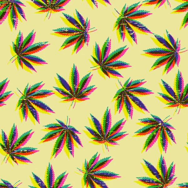 Marihuana Inspirierte Design Reggae Hintergrund Mit Cannabisblättern Textiler Visueller Inhalt — Stockvektor