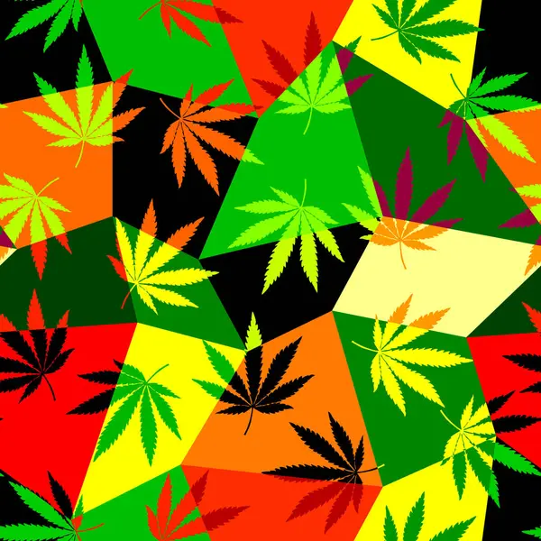 Psikedelik Grafik Vektör Marihuana Yaratıcı Tasarım Esrar Yapraklı Reggae Arka — Stok Vektör