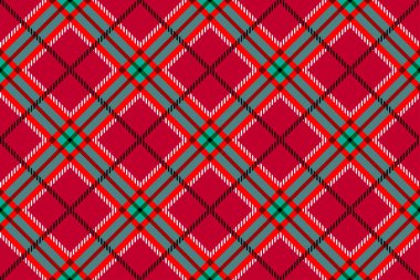 Kusursuz bir arka plan modeli. Noel sıcacık kırmızı ekose desenli. Vektör resmi