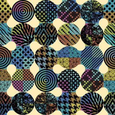 Kusursuz geometrik soyut desen. Geometrik vintage risograph tarzı. Vektör resmi.