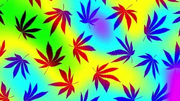 Een Abstracte Psychedelische Cannabis Laat Patroon Beweging Grafische Achtergrond Looping — Stockvideo
