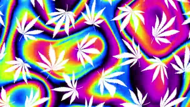 Egy Elvont Pszichedelikus Cannabis Hagy Minta Mozgás Grafikus Háttér Hurok — Stock videók