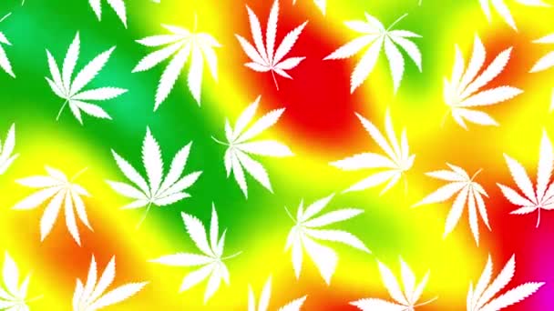 Abstract Psychedelic Cannabis Leaves Pattern Motion Graphic Background Looping Footage — Stock Video