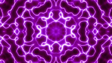 Soyut mandala dönüşümü. 4K döngü görüntüsü. Kutsal sembol. Parlak Neon Mandala