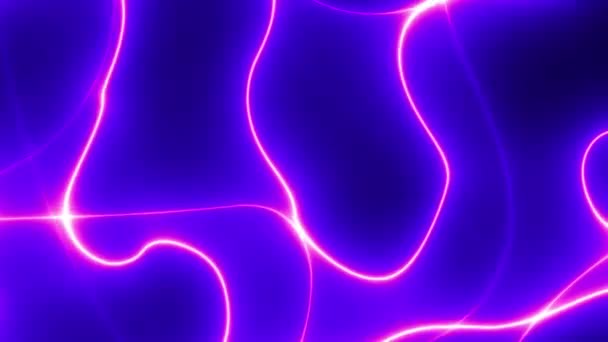 抽象循环4K视频 无缝隙的抽象波状迷幻背景音乐 用于循环播放 黑色背景上紫色霓虹灯波 — 图库视频影像
