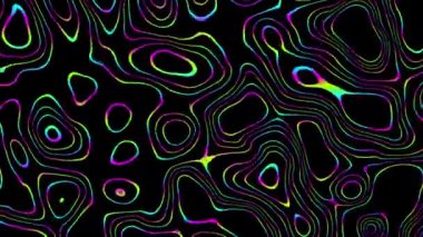 4k 'lık soyut döngü videosu. Döngü oynatmak için kusursuz soyut dalgalı holografik psikedelik arka plan. Dalgalı yüzey.