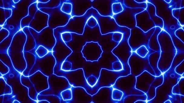 Transformando Mandala Abstracto Imágenes Loop Símbolo Sagrado Mandala Neón Brillante — Vídeos de Stock