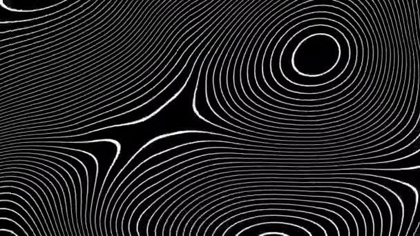 Абстрактные Очертания Топографической Контурной Карты Движущиеся Волны Черном Фоне Циклическая — стоковое видео