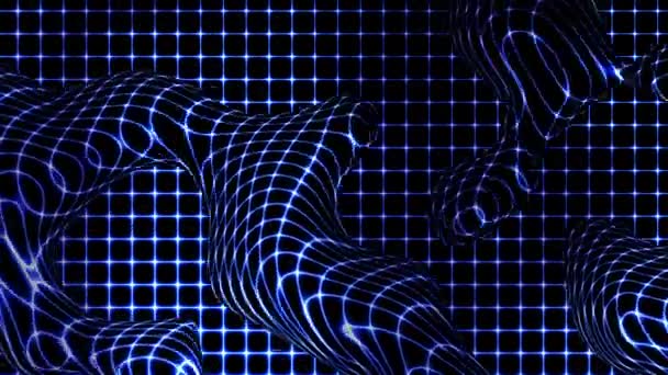 Teknik Digital Våg Bakgrund Koncept Vackra Rörelser Viftar Neonlinjer Cyber — Stockvideo