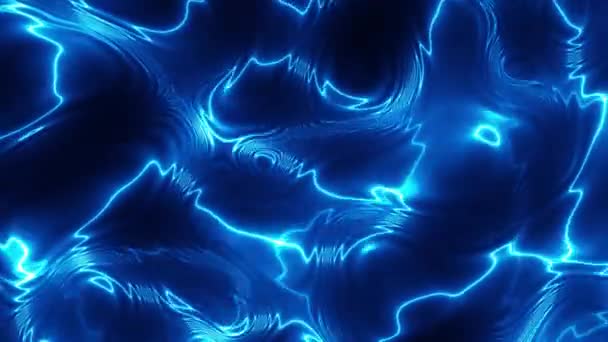 抽象循环4K视频 无缝隙的抽象蓝色波浪迷幻背景为循环播放 蓝色能量移动纹理 — 图库视频影像