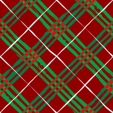 Kusursuz bir arka plan modeli. Noel sıcacık kırmızı ekose desenli. Vektör resmi