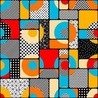 Geometrik soyut model retro tarzı. Kusursuz vektör deseni. Vektör resmi.