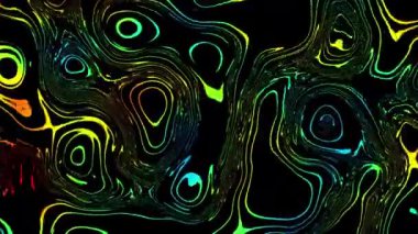 4k 'lık soyut döngü videosu. Döngü oynatmak için kusursuz soyut dalgalı holografik psikedelik arka plan. Canlandırılmış yanardöner ince çizgiler