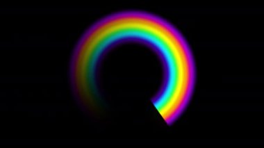 Çok renkli gökkuşağı dairesi. Hareketli arka plan kusursuz döngü. Uzay-zaman boyunca çeşitli dönüşleri ve etkileri olan renkli çemberler. Video animasyonu Ultra HD 4K 3840x2160