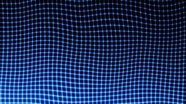 Teknoloji dijital dalga arkaplan kavramı. Parlak çizgileri olan güzel hareket eden noktalar. Siber ya da teknoloji geçmişi.