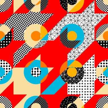 Geometrik soyut model retro tarzı. Kusursuz vektör deseni. Vektör resmi.