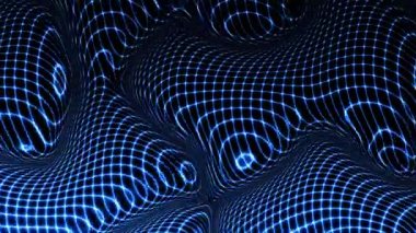 Teknoloji dijital dalga arkaplan kavramı. Parlak çizgileri olan güzel hareket eden noktalar. Siber ya da teknoloji geçmişi.