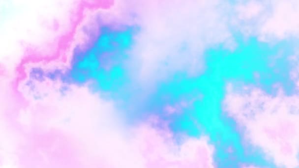 Magic Unicorn Sky Looping Înregistrare Fundal Nebuloasă Înnorat Culori Pastelate — Videoclip de stoc