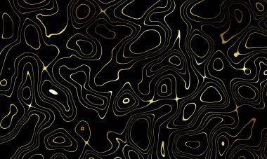 Lüks altın soyut sanat arka plan vektörü. Altın çizgiler desenli dağ topoğrafik haritası. Duvar sanatları, kumaş, ambalaj, ağ, pankart, uygulama, duvar kağıdı tasarımı.