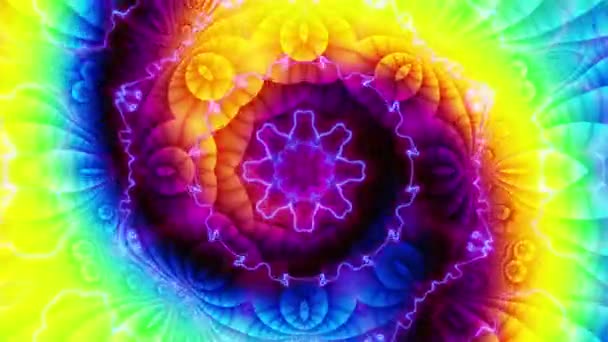 Girando Flor Mágica Abstrata Mandala Cósmica Esotérica Com Rayses Looping — Vídeo de Stock