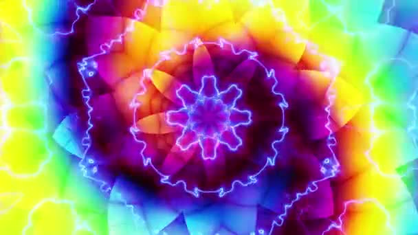 Dönen Soyut Sihirli Çiçek Işınlı Kozmik Mandala Döngü Görüntüsü Güneşin — Stok video