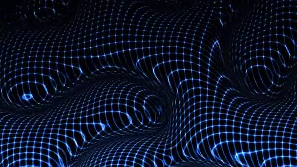 テクノロジーデジタル波背景コンセプト 輝くラインが付いている美しい動きの振動点の質 サイバーまたはテクノロジーの背景 — ストック動画