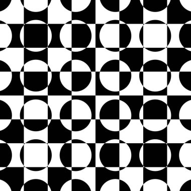 Kusursuz Soyut Bauhaus stili trend vektör arkaplanı, modüler geometrik karolar, daireli noktalı mozaik ve üçgen duvar kağıdı.