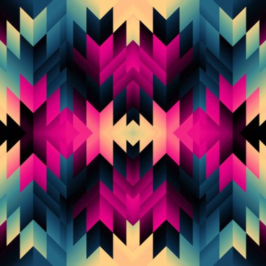 Renkli Aztek kumaşı, Duvar kağıdı ve Ev Dekoru. Soyut, dikişsiz fayanssız desen. Üçgen Aztek arka planı. Vektörsüz resim.