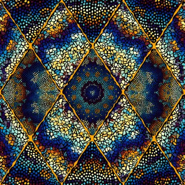 Seamless mosaic art pattern. Mosaic art background.. Rhombuses patchwork style. Vector image.