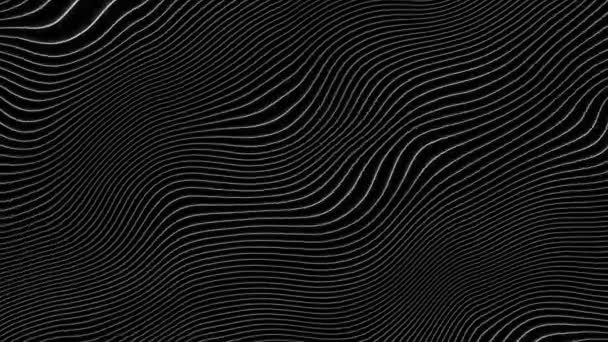 黑色背景上的波浪线 抽象分形数字线背景的循环4K动画 — 图库视频影像