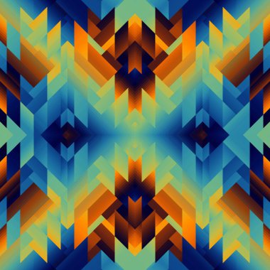 Renkli Aztek kumaşı, Duvar kağıdı ve Ev Dekoru. Soyut, dikişsiz fayanssız desen. Üçgen Aztek arka planı. Vektörsüz resim.