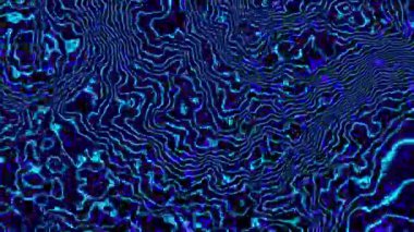 Koyu mavi arkaplanda sapmış mavi çizgiler soyut arkaplan. 4k döngü