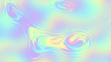 3D animasyon 4K döngüsü. Dönen kıvrımlı dokuya sahip yanardöner yansıtıcı maddenin soyut renkli arkaplanı,