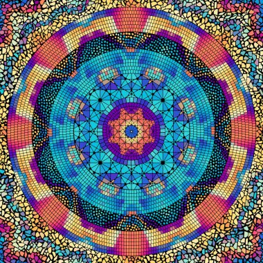 Seamless mosaic art pattern. Mandala art background.. Vector image.