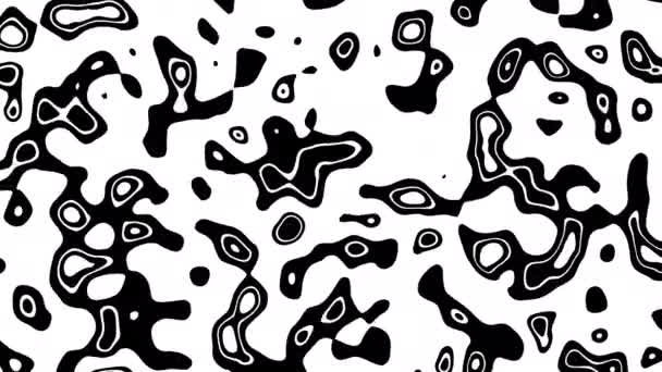Abstract Waving Black Lines White Background Looping Animation Abstract Fractal — Stock Video