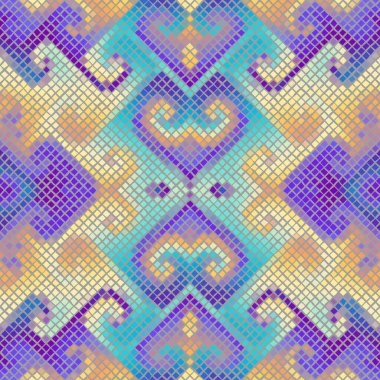 Vektörsüz mozaik seramik deseni. Seramik fayanslar arka planda. Vektör resmi.