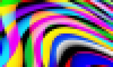 Trippy psychedelic renkli neon geometrik şekiller soyut arkaplan, pikselli vektör deseni