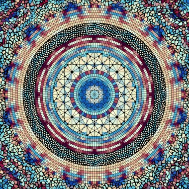 Vektörsüz mozaik seramik deseni. Seramik fayanslar arka planda. Vektör resmi.