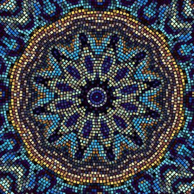 Vektörsüz mozaik seramik deseni. Seramik fayanslar arka planda. Vektör resmi.