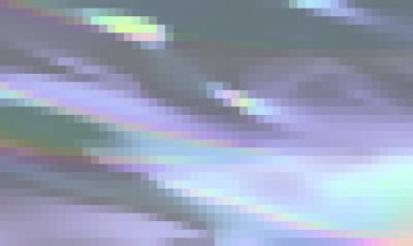 Holografik gökkuşağı renkli neon geometrik şekiller soyut arkaplan, pikselli vektör deseni